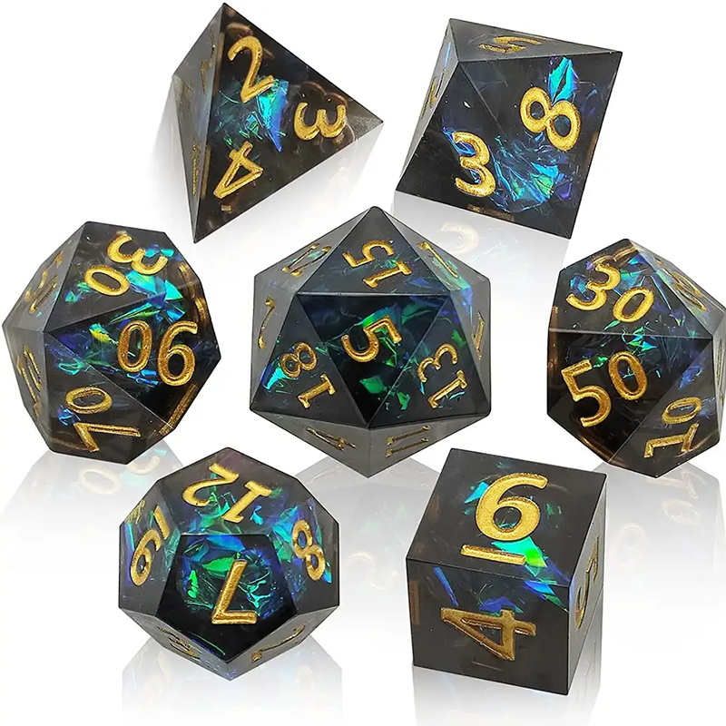 Dice Set Polyhedral - 7PCS resin sharp polyhedral dice set