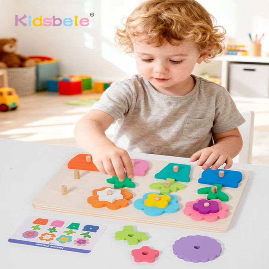 Board Game Design - Montessori DIY Wooden Flower Puzzle Board