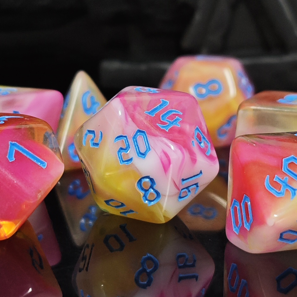 Dice Set Polyhedral - 7Pcs Sunset Swirl Polyhedral Dice Set,
