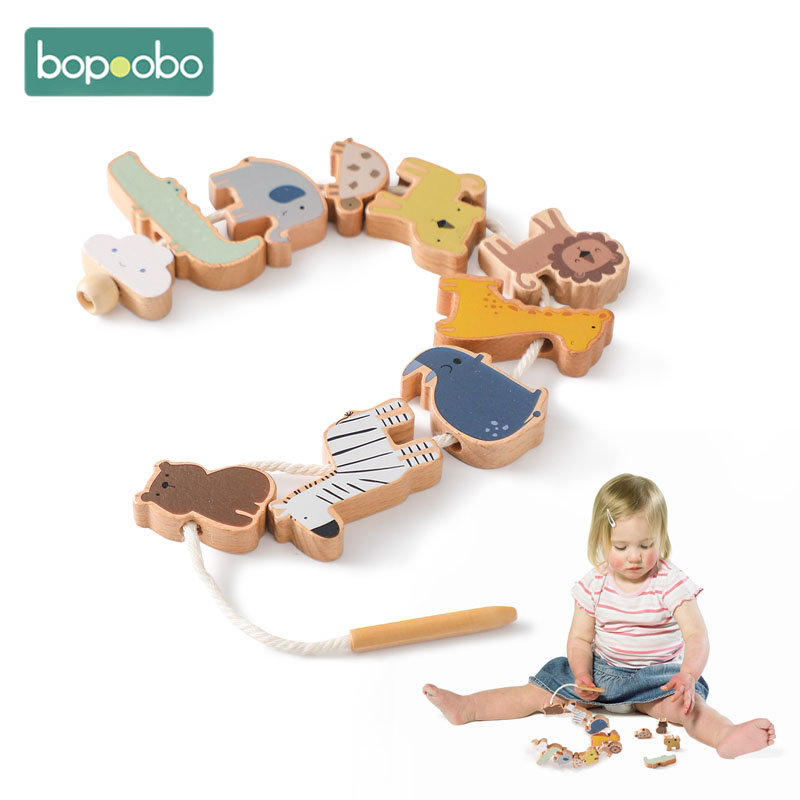 Board Game Nature - Baby Animal Threading Toys Wooden Stacking