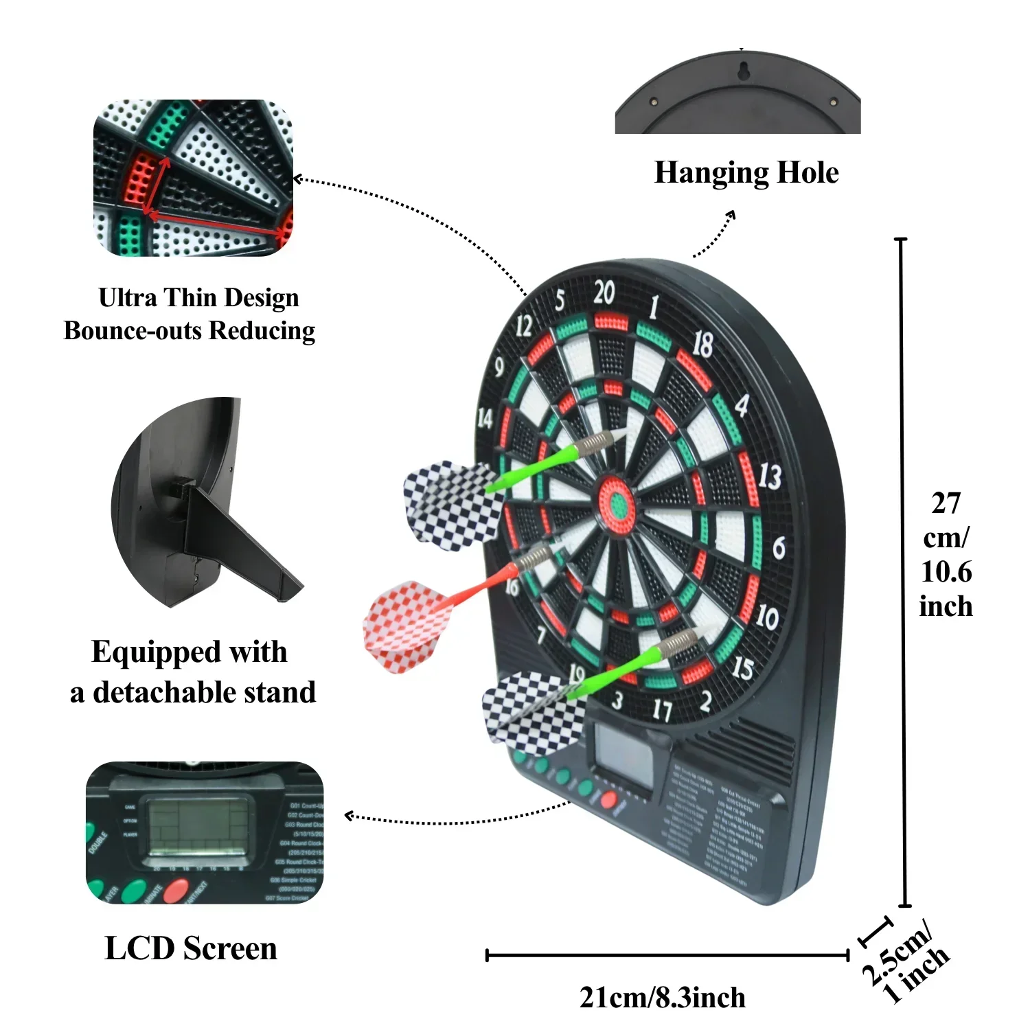 Board Game Digital - Portable Electronic Dartboard - Wall-Mount &
