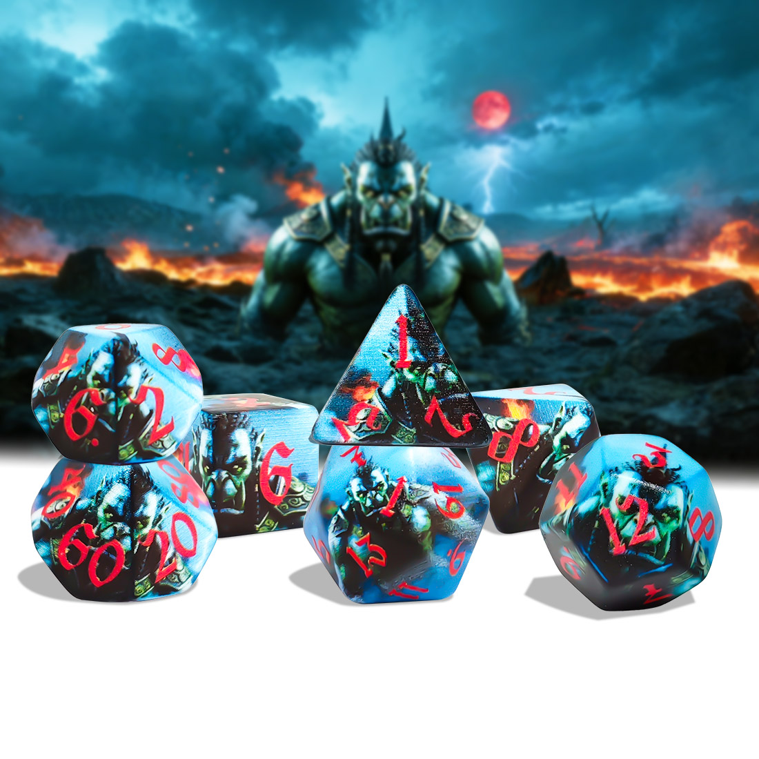 Dice Set Polyhedral - Orc Warrior Polyhedral 7-Piece Dice Set