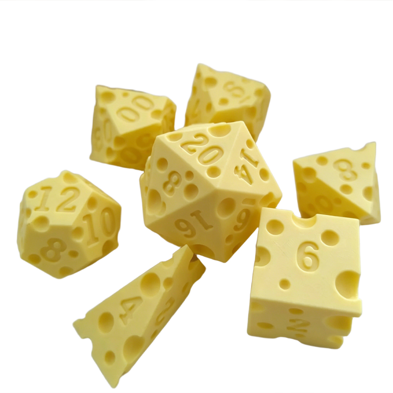 Board Game Arena - Cheese Polyhedral Dice Set Layered Cheese-shaped