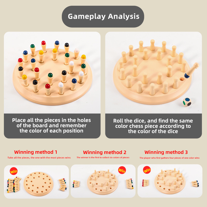 Wooden Memory Match Stick Ches - Board Game Oath ulasan dan harga