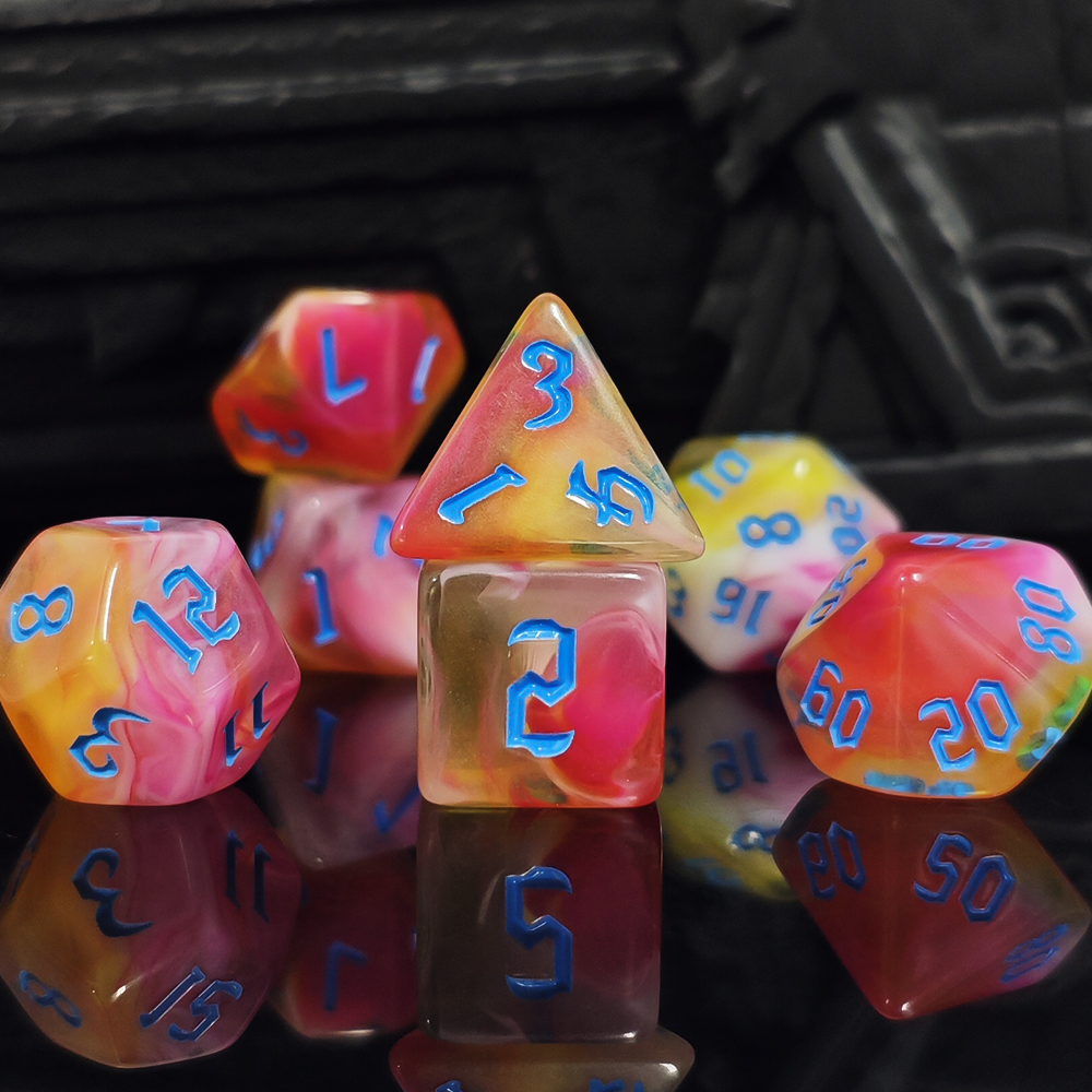 7Pcs Sunset Swirl Polyhedral D - Dice Set Polyhedral ulasan dan harga