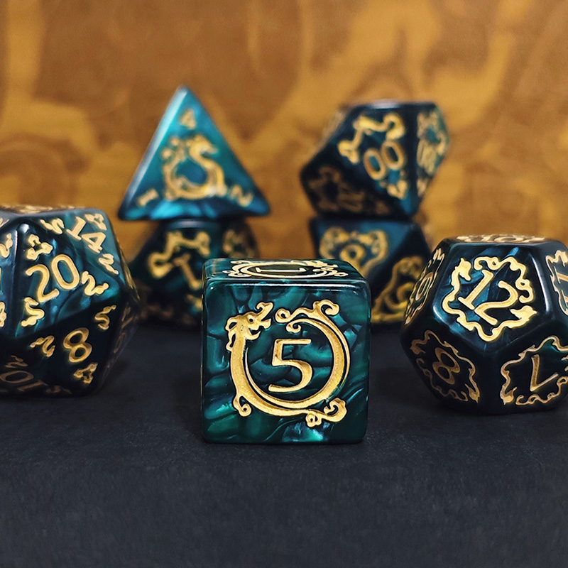 7Pcs Set DND Dice Dragon Patte - Dice Set Polyhedral ulasan dan harga