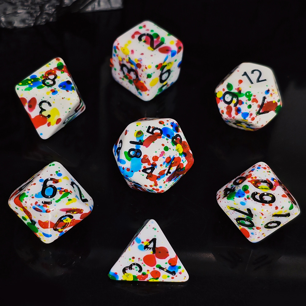 Paint Splatter Dice Set - 7PCS - Dice Set Polyhedral ulasan dan harga