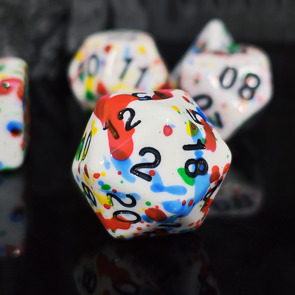 Paint Splatter Dice Set - 7PCS - Dice Set Polyhedral ulasan dan harga