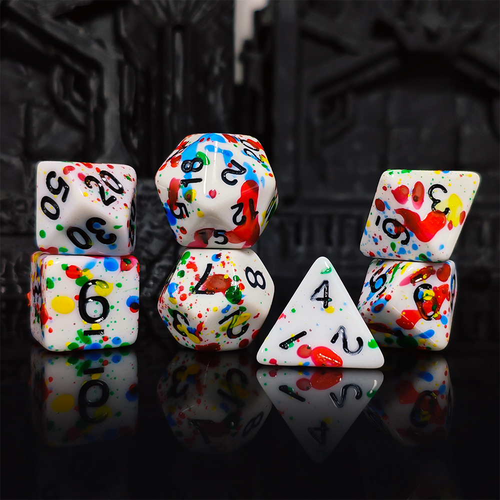 Paint Splatter Dice Set - 7PCS - Dice Set Polyhedral ulasan dan harga