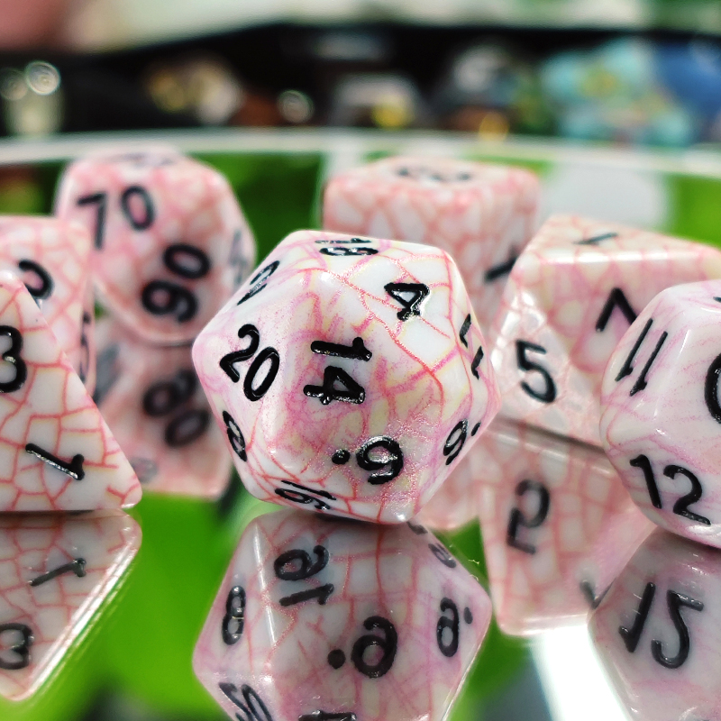 7PCS Polyhedral Red Cracked Te - Dice Set Polyhedral ulasan dan harga