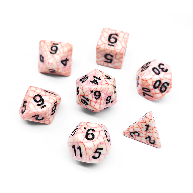 7PCS Polyhedral Red Cracked Te - Dice Set Polyhedral ulasan dan harga