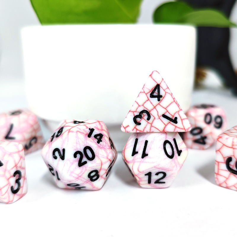 7PCS Polyhedral Red Cracked Te - Dice Set Polyhedral ulasan dan harga