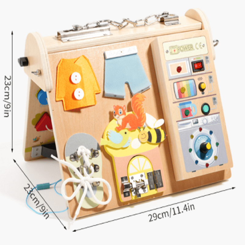 Wooden 4-in-1 Busy Board with  - Board Game Education ulasan dan harga