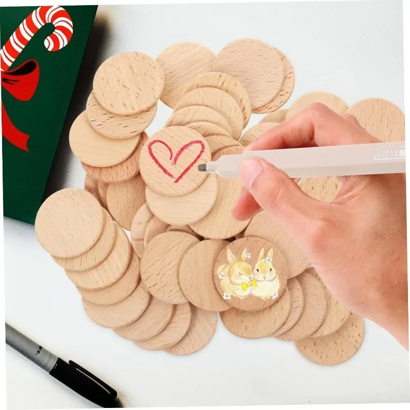 50PCS Round Unfinished Wood Cu - Board Game With Chips ulasan dan harga