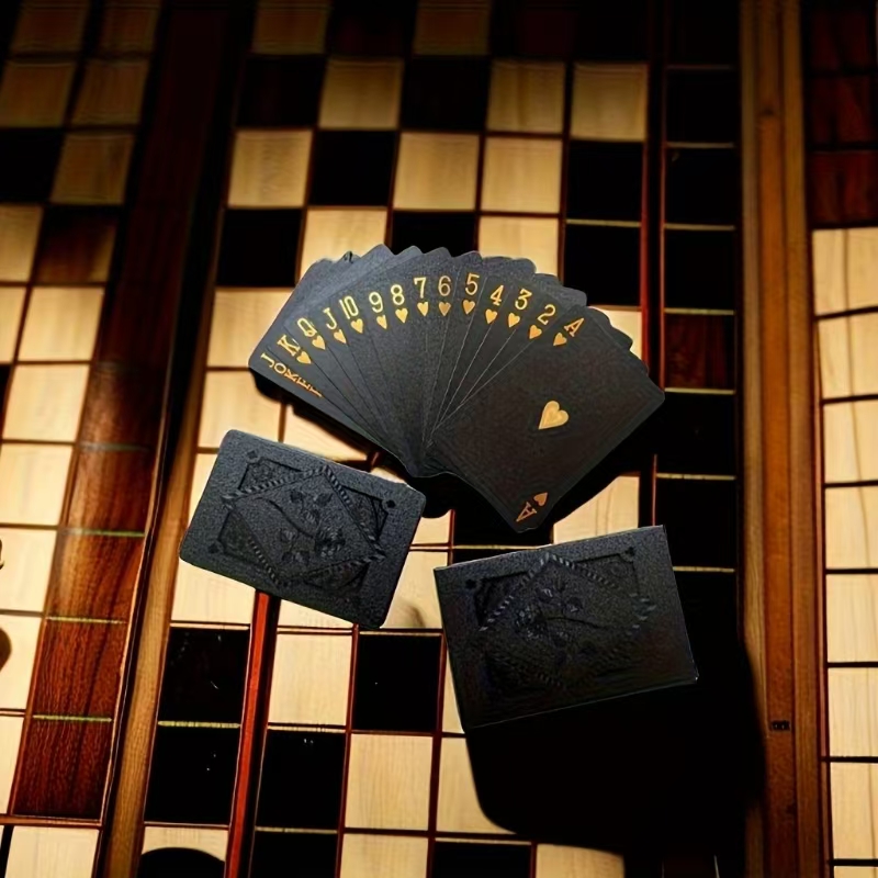 Color Black Gold Playing Card  - Board Game With Chips ulasan dan harga