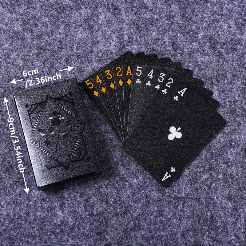 Color Black Gold Playing Card  - Board Game With Chips ulasan dan harga