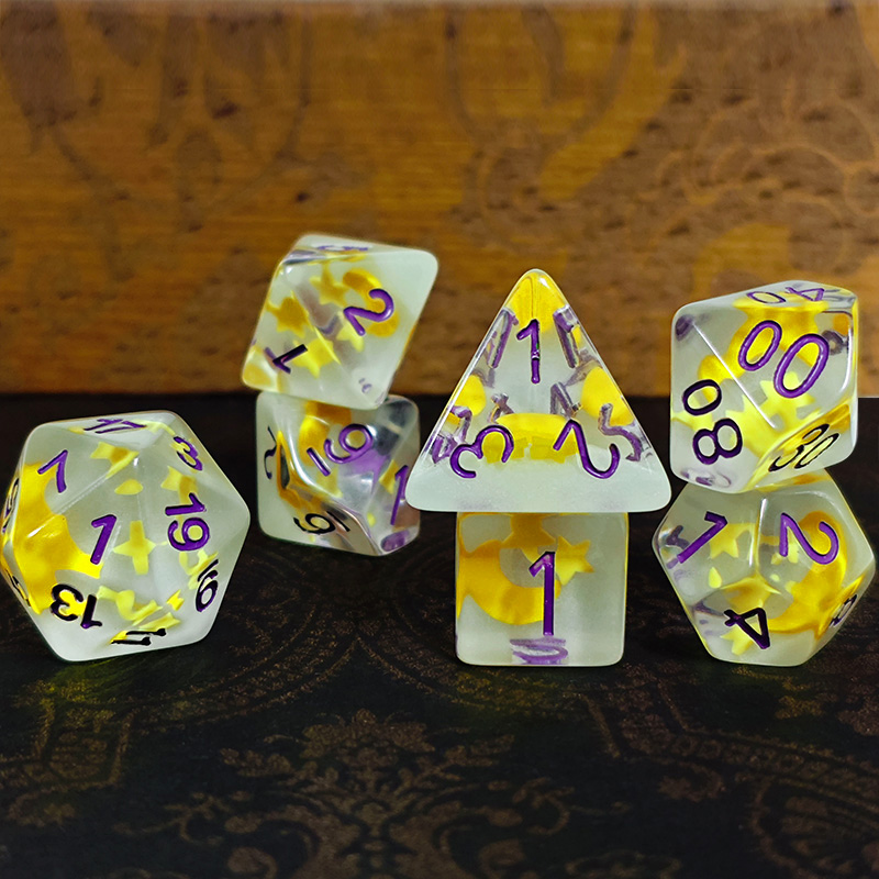 7pcs/set Luminous Polyhedral D - Dice Set Polyhedral ulasan dan harga